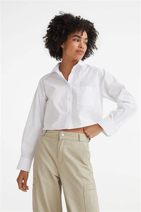 White Poplin cropped shirt 